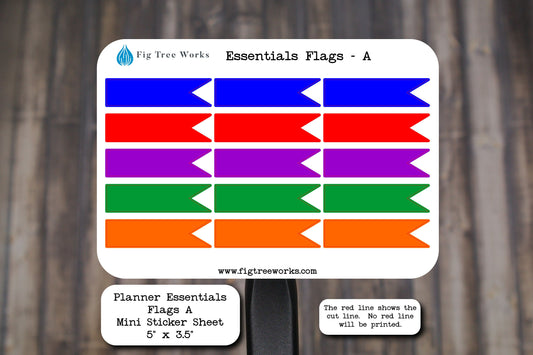 Planner Essentials Flags Mini Sticker Sheet | Planner Flag Stickers | Event Labels | Kiss Cut, Matte Finish | Style A