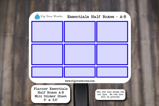 Planner Essentials Half Boxes Mini Sticker Sheet | Planner Boxes | Kiss Cut, Matte Finish | Style A