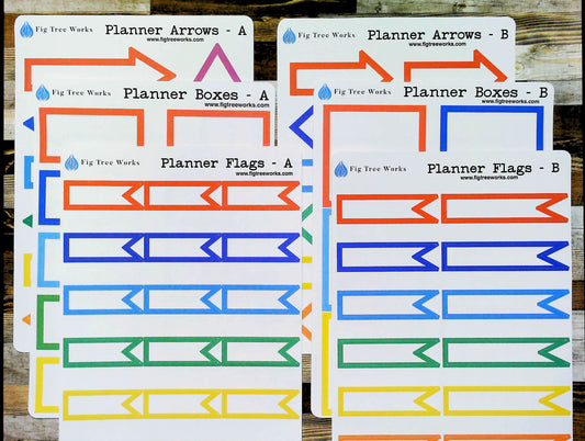 Flags, Boxes, and Arrows Planner Kit | Planner and Journal Stickers | Decoration Stickers | Matte Finish | Kit 1