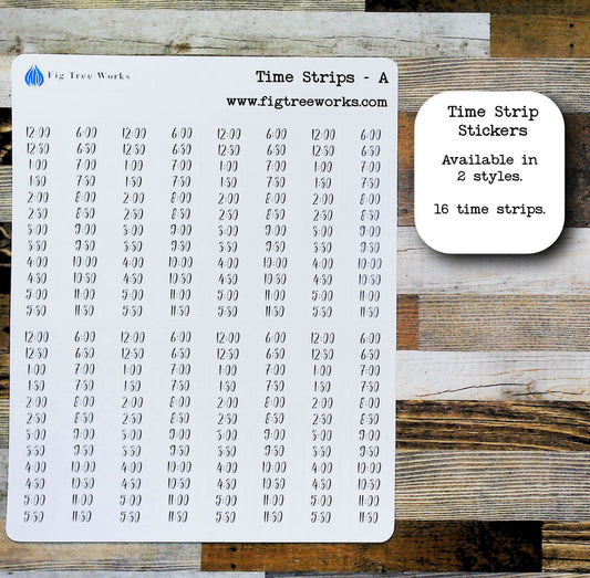 Time Strip Stickers | Planner and Journal Stickers | Matte Finish | Style A