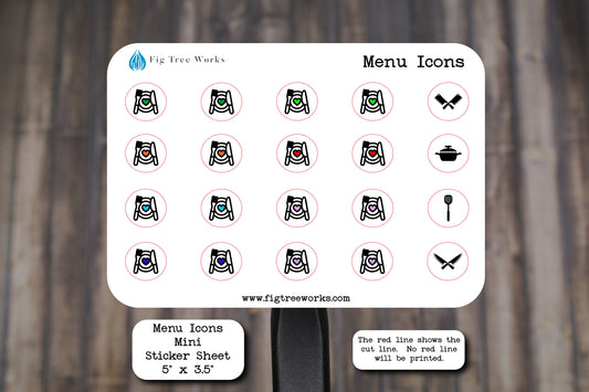 Meal Planning Mini Sticker Sheet for Planners, Journals, and Notebooks | Menu Food Icons