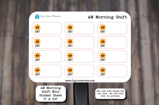 Work Schedule Mini Sticker Sheet | Morning Shift Stickers for Planners, Journals and Notebooks  | Kiss Cut, Matte Finish
