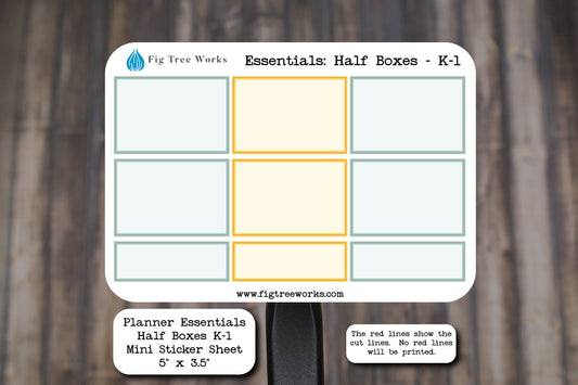 Planner Essentials Half Boxes Mini Sticker Sheet | Planner Boxes | Kiss Cut, Matte Finish | Style K-1 (Busy Bees)