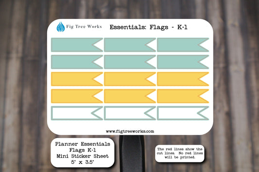 Planner Essentials Flags Mini Sticker Sheet | Planner Flag Stickers | Event Flags | Kiss Cut, Matte Finish | Style K-1 (Busy Bees)