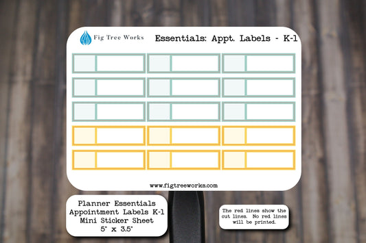 Planner Essentials Appointment Labels Mini Sticker Sheet | Appointment Stickers | Event Labels | Matte Finish | Style K-1 (Busy Bees)