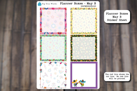 Planner Boxes Sticker Sheet | Planner and Journal Stickers | Decoration Stickers | Matte Finish | May B