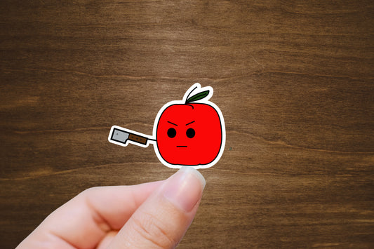 Angry Apple Vinyl Sticker | Die Cut, Glossy, Vinyl | Fruits vs Veggies Stickers