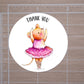 Thank You Ballerina Round Stickers, Party Favors 2" Circle Stickers | Set of 12