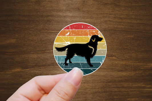 Retriever Standing Retro Background Sticker | Die Cut, Glossy, Vinyl | Retriever Sticker