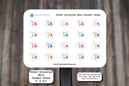 Groceries Mini Sticker Sheet for Planners, Journals, and Notebooks | Groceries Reminders