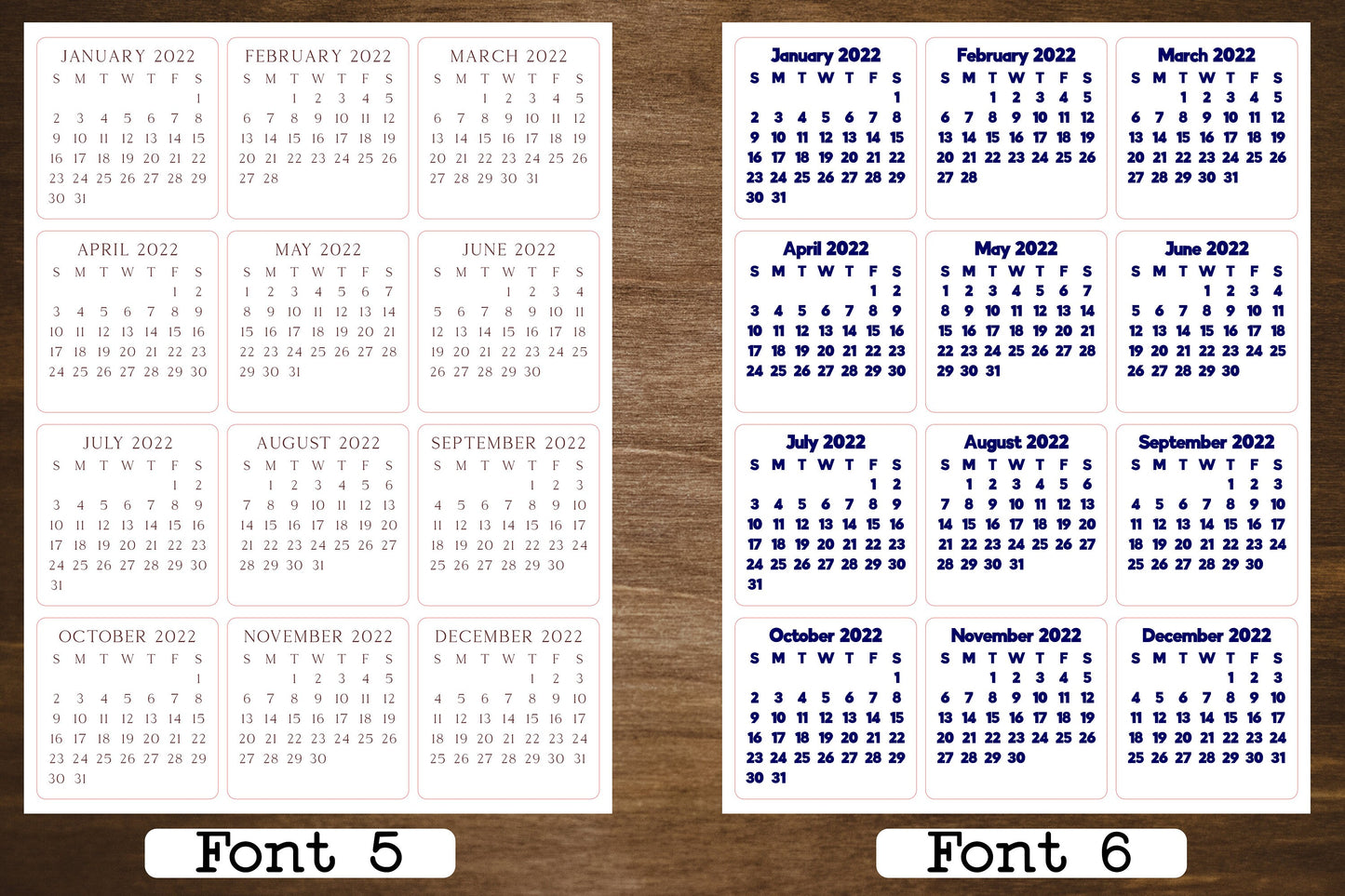 Custom Color and Font Calendar Stickers | Start With Any Month in 2023 | For Planners and Journals  | Monthly Stickers Matte Finish