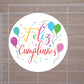 Feliz Cumpleaños Round Stickers, Gift Card Envelope Seals, Gift Wrap Stickers,  2" Circle Stickers | Happy Birthday In Spanish | Set of 12