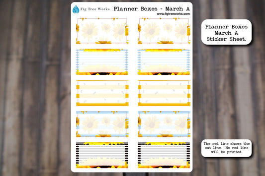 Planner Boxes Sticker Sheet | Planner and Journal Stickers | Decoration Stickers | Matte Finish | March A