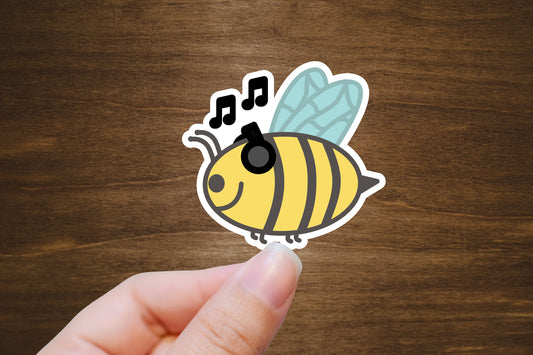 Music Bee Sticker | Die Cut, Glossy, Vinyl | Bee Sticker