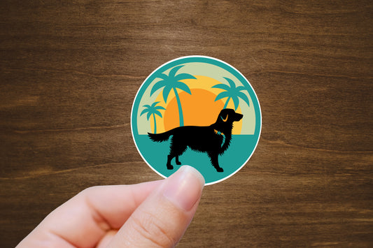 Retriever Sunset Background Sticker | Die Cut, Glossy, Vinyl | Retriever Sticker