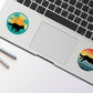 Retriever Running Retro Background Sticker | Die Cut, Glossy, Vinyl | GSD Sticker | Retriever Stickers