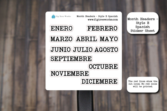 Month Header Planner Stickers in Spanish  | Month Names Sticker, Kiss Cut, Matte Finish | Style B | SPANISH LANGUAGE