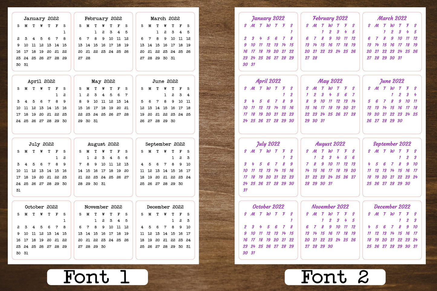 Custom Color and Font Calendar Stickers | Start With Any Month in 2023 | For Planners and Journals  | Monthly Stickers Matte Finish