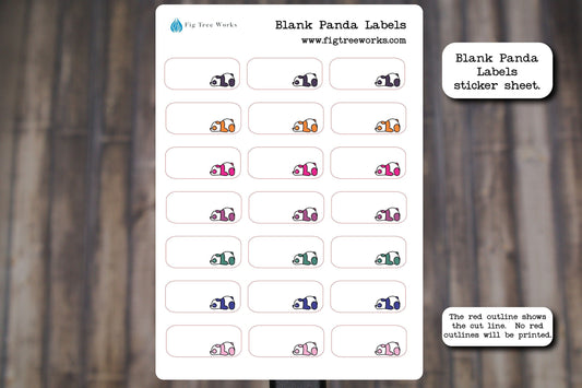 Panda Label Stickers for Planners, Journals, and Notebooks | Blank Labels