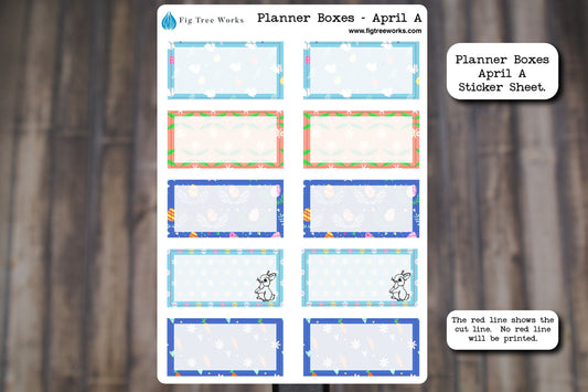 Planner Boxes Sticker Sheet | Planner and Journal Stickers | Decoration Stickers | Matte Finish | April A