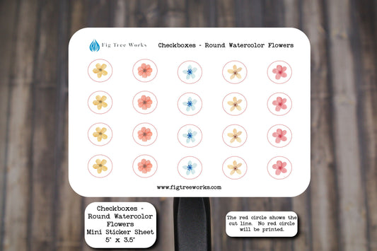 Round Flowers Checklist Mini Sticker Sheet for Planners, Journals, and Notebooks | Reminders, Goals, To  Do, Intentions List