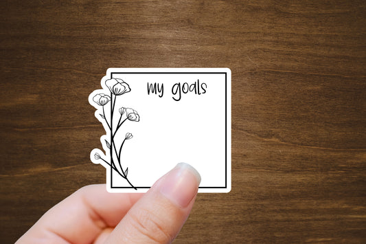 Goals Tracker Stickers with Flowers for Planners, Journals, and Notebooks | Die Cut, Matte Finish