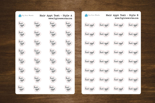 Hair Appointment Text Stickers, Hair Appointment Stickers for Planners, Journals, and Notebooks | Mini Scripts