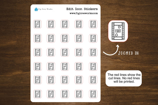 Edit Icon Label Stickers for Planners, Journals, and Notebooks | Kiss Cut, Matte Finish