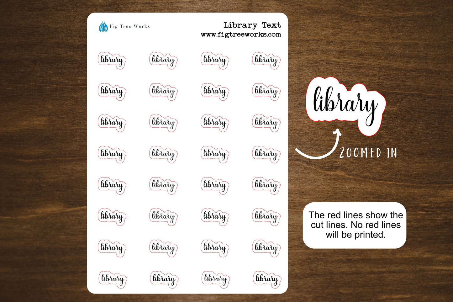 Library Text Stickers, Library Script Stickers for Planners, Journals, and Notebooks | Mini Scripts