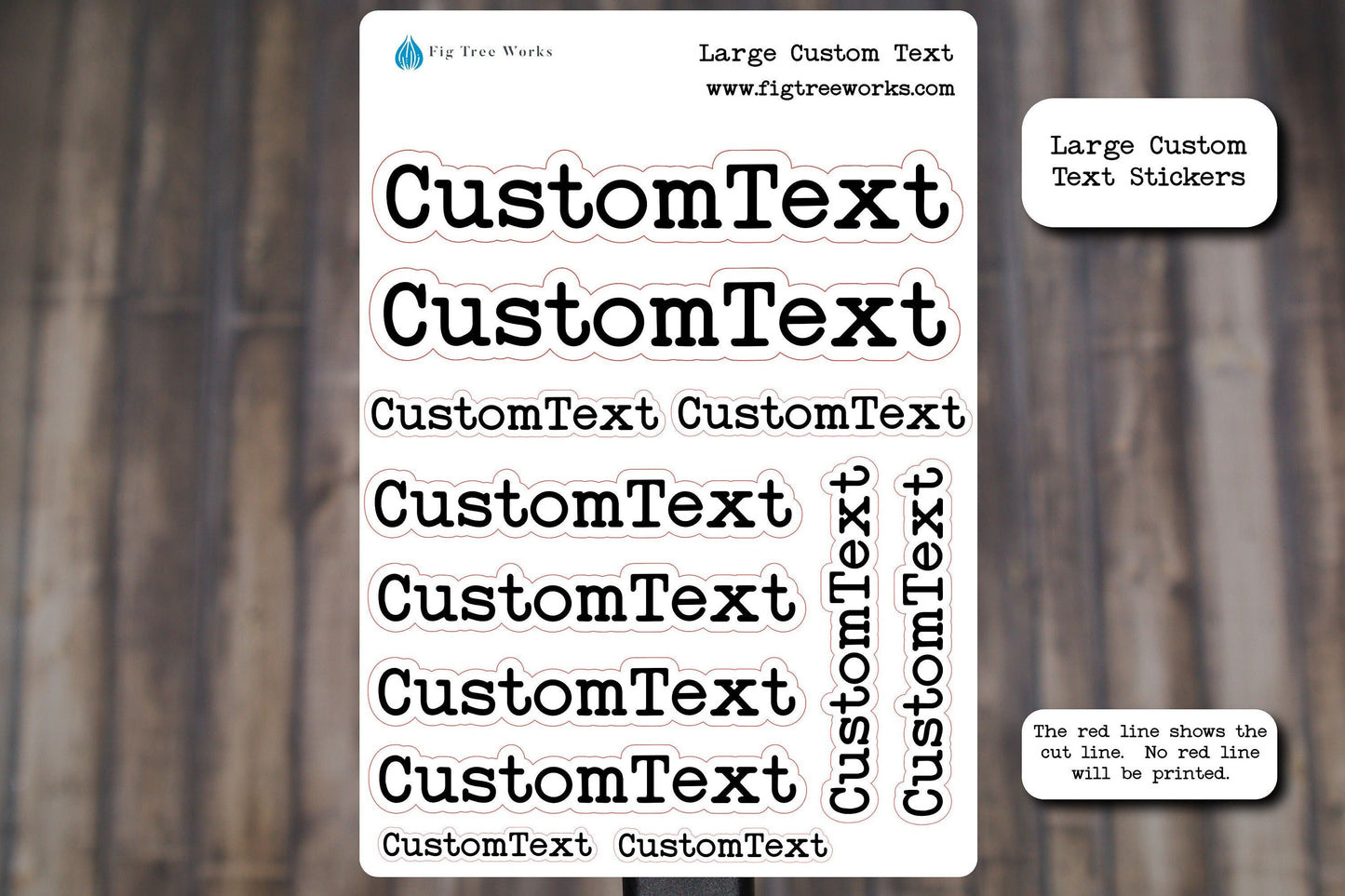 Large Custom Text Stickers