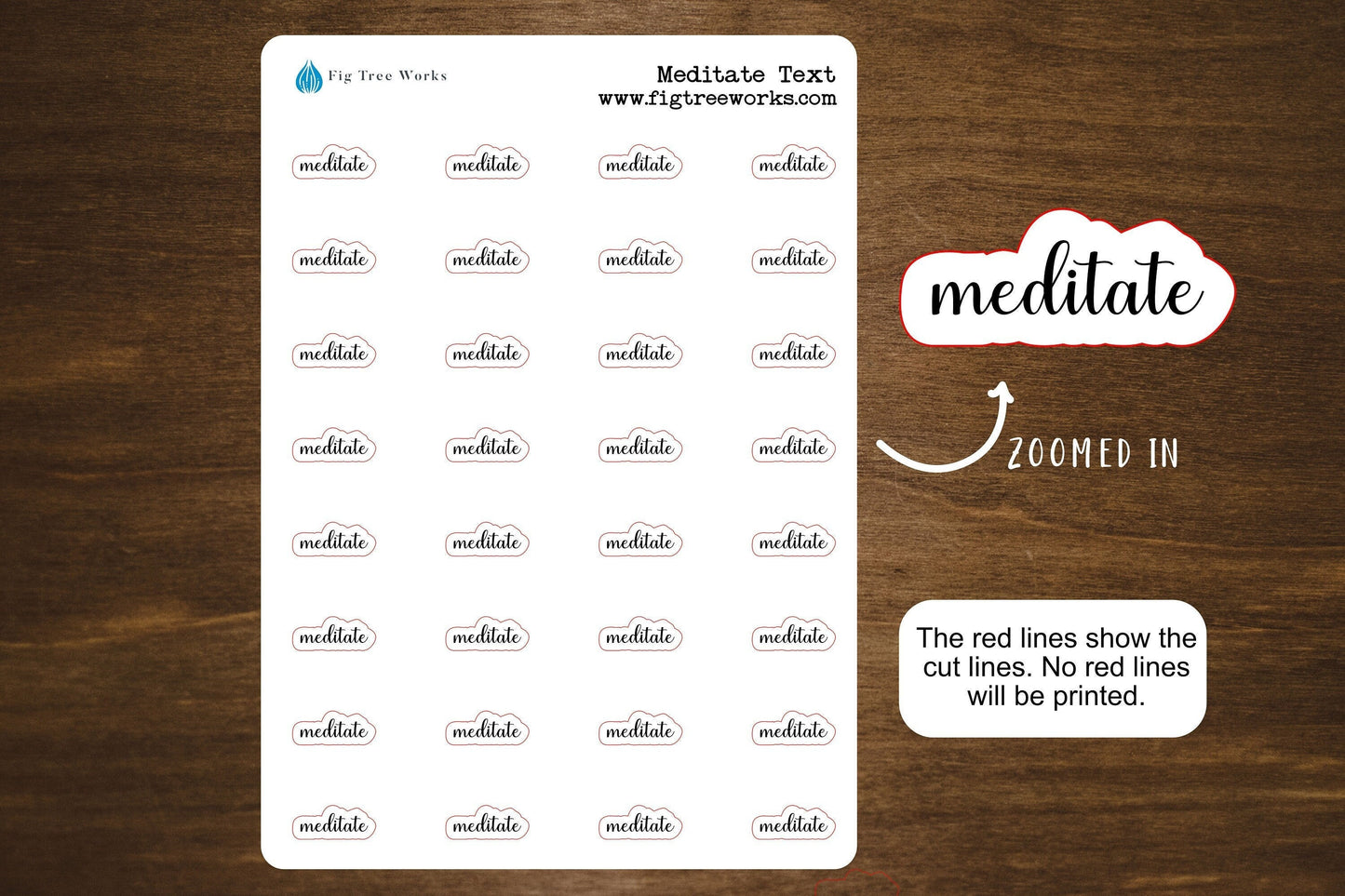 Meditate Text Stickers, Meditation Script Stickers for Planners, Journals, and Notebooks | Mini Scripts