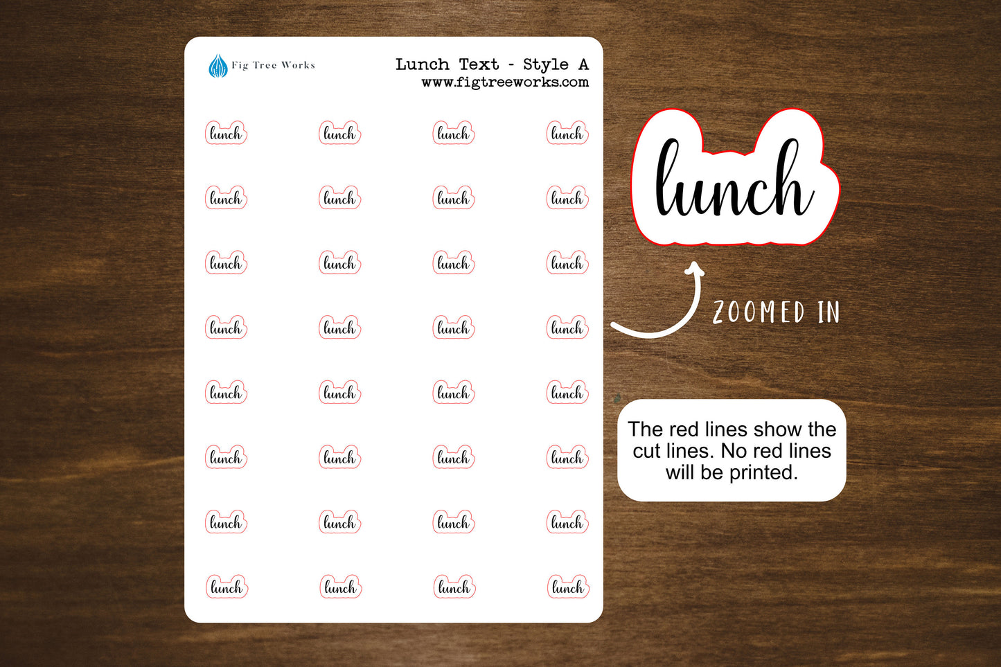 Lunch Text Stickers for Planners, Journals, and Notebooks | Mini Scripts | Style A