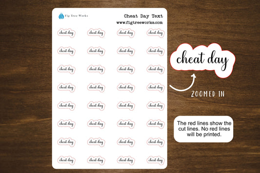 Cheat Day Text Stickers for Planners, Journals, and Notebooks | Mini Scripts