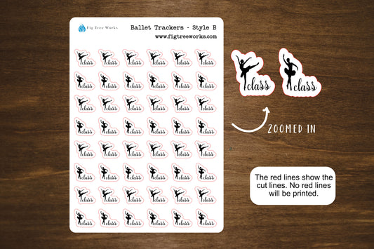 Ballet Planner Stickers | Ballet Tracker Sheet | Kiss Cut, Matte Finish | Style B