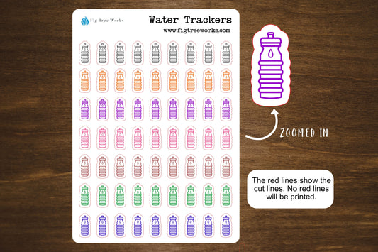 Water Tracker Stickers, Hydrate Water Tracker Sticker Sheet, Kiss Cut, Matte Finish