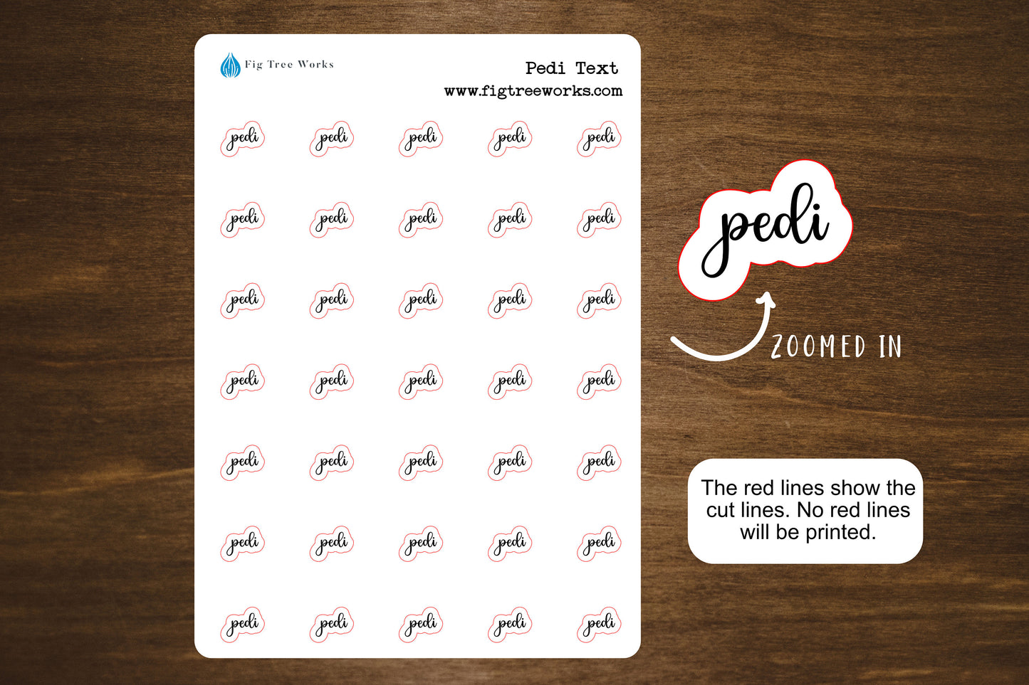 Pedi Text Stickers | Pedicure Script Stickers for Planners, Journals, and Notebooks | Mini Scripts