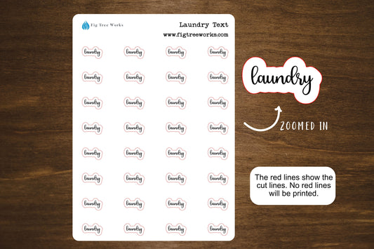 Laundry Script Stickers | Laundry Text | Kiss Cut, Matte Finish for Planners, Journals, and Notebooks | Mini Scripts