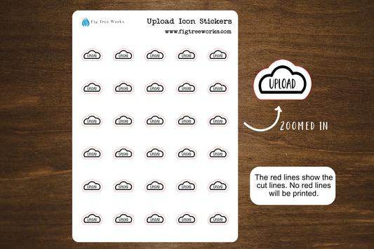 Upload Icon Label Stickers for Planners, Journals, and Notebooks | Kiss Cut, Matte Finish