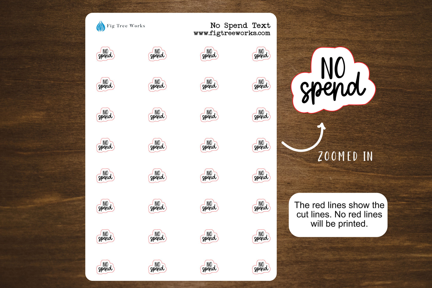 No Spend Text Stickers for Planners, Journals, and Notebooks | Mini Scripts