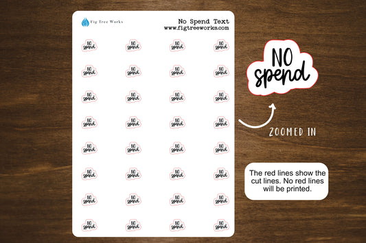 No Spend Text Stickers for Planners, Journals, and Notebooks | Mini Scripts