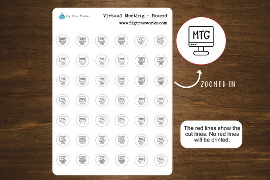 Virtual Meeting Reminder Round Stickers