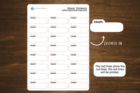 Exam Stickers, Exam Test Reminders for Planners, Journals, and Notebooks | Kiss Cut, Matte Finish