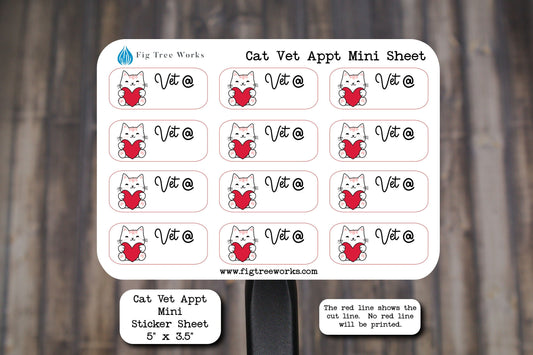 Cat Vet Appointment Stickers | Veterinarian Reminder Planner Sticker Sheet, Kiss Cut, Matte Finish | Mini Sticker Sheet