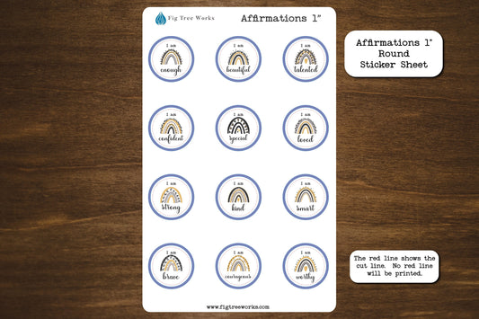 Affirmations Sticker Sheet | Planner and Journal Stickers | Self Care Stickers | Matte Finish
