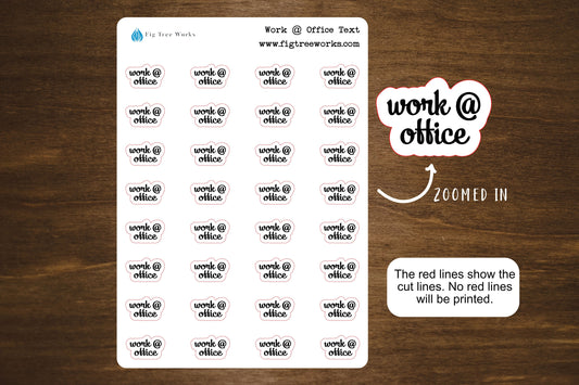 Work At Office Text Stickers | Script Stickers for Planners, Journals, and Notebooks | Mini Scripts