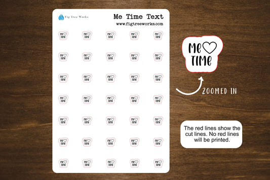 Me Time Text Stickers | Script Stickers for Planners, Journals, and Notebooks | Mini Scripts