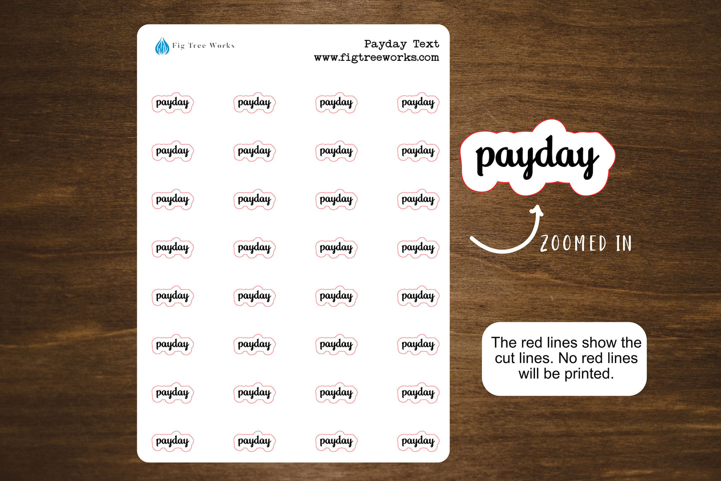 Payday Script Stickers | Pay Day Text | Kiss Cut, Matte Finish for Planners, Journals, and Notebooks | Mini Scripts