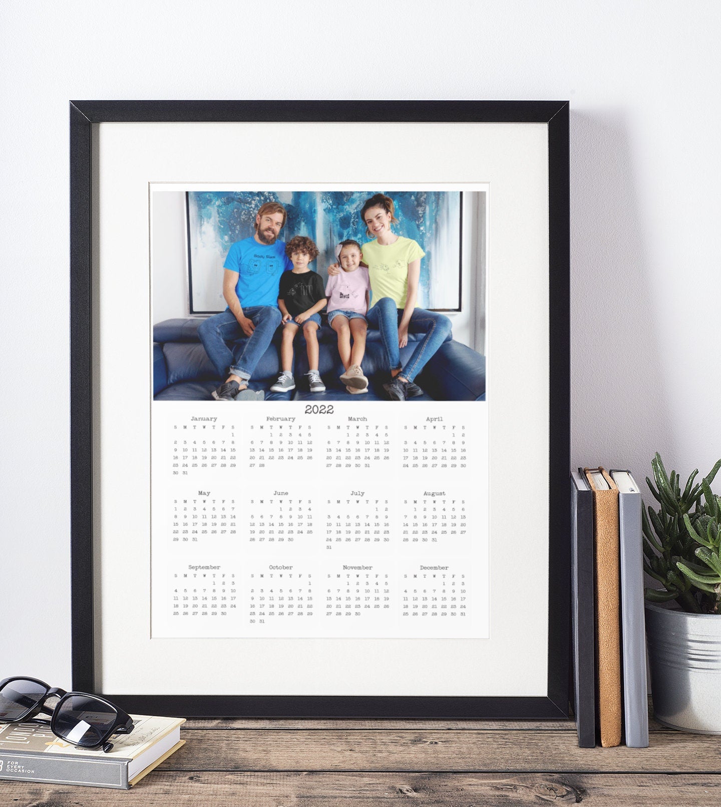 Custom Year At A Glance Calendar With Photo or Text