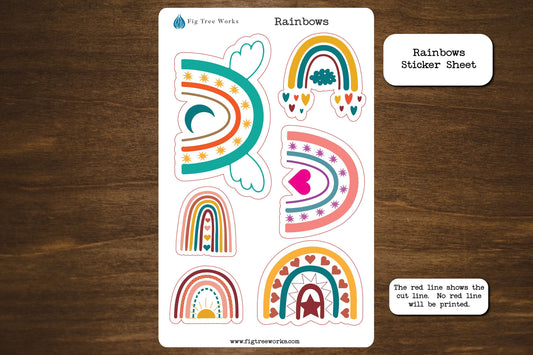 Rainbow Sticker Sheet | Planner and Journal Stickers | Decoration Stickers | Matte Finish