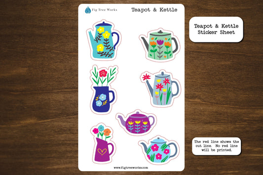 Teapot Kettle Sticker Sheet